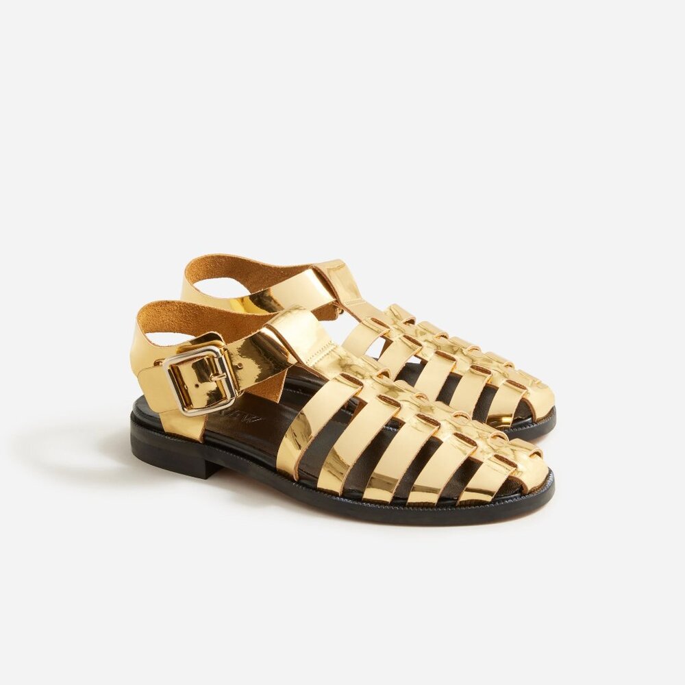 NWOT J. Crew Winona fisherman sandals in metallic leather
